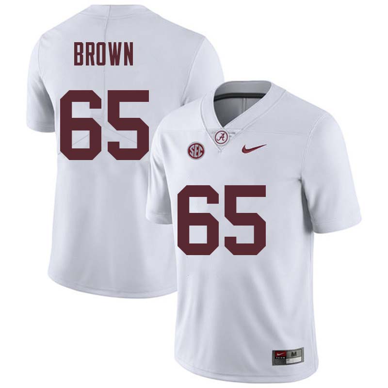 Men #65 Deonte Brown Alabama Crimson Tide College Football Jerseys Sale-White